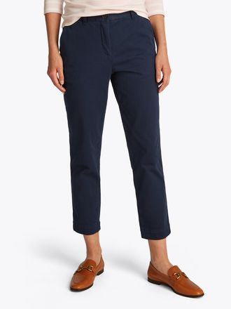 Tommy Hilfiger Chinohose TOMMY HILFIGER CO STRETCH GMD SLIM CHINO, Damen, Gr. 32, N-Gr, blau (schwarz night navy), Web, Obermaterial: 98% Baumwolle, 2% Elasthan, uni