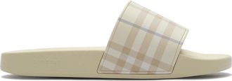 Burberry Schoenen, Dames, Wit, 36 EU, Slides met ruitpatroon