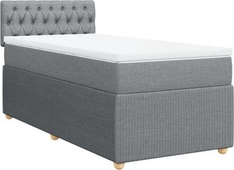 vidaXL Cama Box Spring Con Colch&oacute;n Tela Gris Claro 100x200 Cm Vidaxl