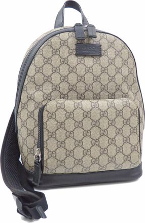 Gucci Beige Black Gg Supreme Leather Backpack (Pre-Owned)