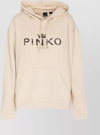 Pinko knitwear with drawstring hood and frontal logo