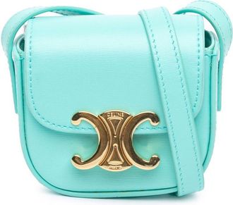 Celine Borsa a tracolla Triomphe mini in pelle di vitello 2021 - Blu