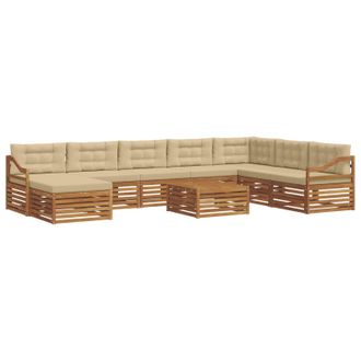 vidaXL Conjunto De Sof&aacute;s De Exterior 9 Uds. Natural Y Beige Vidaxl