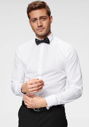 Olymp Smokinghemd OLYMP No. Six super slim, Herren, Gr. 36, Normaler Arm, weiss (wei&szlig;), Web, Obermaterial: 97% Baumwolle, 3% Elastolefin, unifarben, festlic