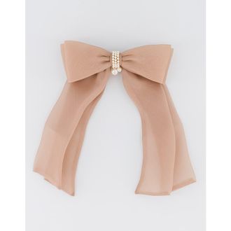 Alexandre de Paris Organza silk bow barette in Beige at Nordstrom