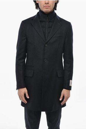 Corneliani CC COLLECTION Virgin Wool Gabardine Coat with Removable Ches size 50
