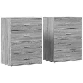 Berkfield Home Sideboards 2 pcs Grey Sonoma 60x39x80 cm Engineered Wood | Size: 60 x 39 x 80 cm
