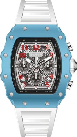 Invicta Racing 69695 Herenhorloge - Quartz Uurwerk - Acryl met Zilveren Wijzerplaat - 43 mm