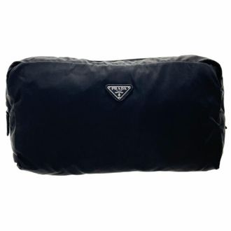 Prada Black Nero Nylon Leather Pouch (Pre-Owned)