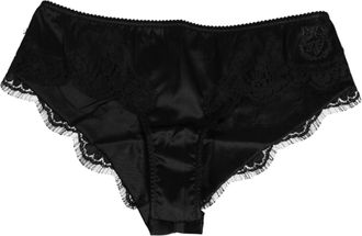 Dolce & Gabbana Black Silk Satin Floral Lace Panty Brief Womens Underwear