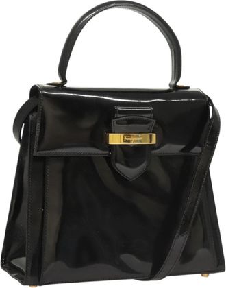Ferragamo Vintage Patent Leather Black Patent_Leather Handbag (Pre-Owned)