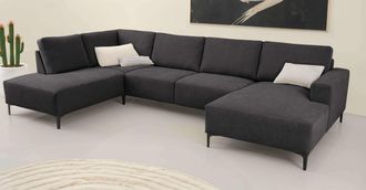 HOME AFFAIRE Wohnlandschaft »Tournon U-Form, XXL Sofa, Breite 333 cm, Webstoff, Chenille« Designsofa im nordischen Stil, Wellenunterfederung, Metallfüsse