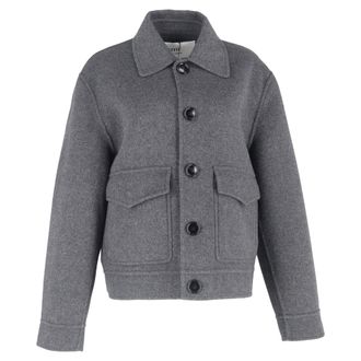 Ami Boxy Fit Double Face Jacket in Grey Cashmere