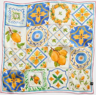 Fraas Womens Lemon tree mosaic pure silk scarf