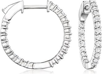 Ross-Simons Lab-Grown Diamond Inside-Outside Hoop Earrings in Sterling Silver