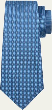 Kiton Mens Silk Geometric Jacquard Seven-Fold Tie