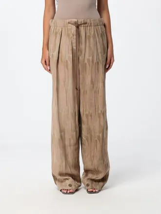Emporio Armani Pantaloni palazzo in viscosa con motivo geometrico