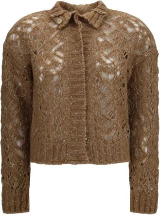 Max Mara Quarto Openwork Vest - Dames - Vesten - Bruin - M - Truien & Vesten