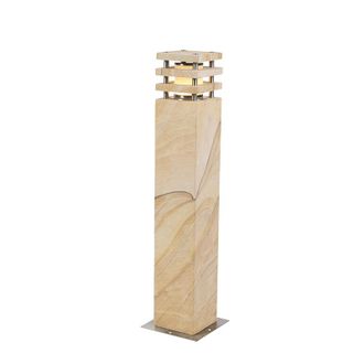 QAZQA Moderno L&aacute;mpara De Pie Moderna Para Exteriores De Piedra Arenisca 70 Cm - Grumpy /cemento /acero Inoxidable Rectangular Adecuado Para Led Max. 1 X 13 