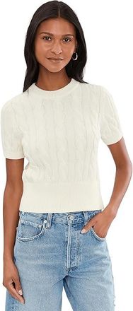 525 america Sky Cable Crew Neck Pullover Womens Sweater Chalk : SM, Cotton/Nylon