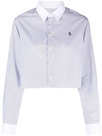 Sporty & Rich striped cotton cropped shirt - women - Cotton - L - White