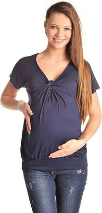 Purpless Maternity V Neck Twist Knot Front Pregnancy Top Blouse for Pregnant Women 6065 (16, Navy)