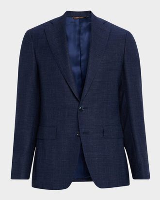 Canali Men & apos;s Textured Wool-Blend Notch Lapel Blazer