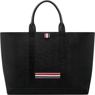 Thom Browne Pebble Grain Leather Medium Tool Tote Bag - Dames - Shoppers - Zwart - ONE Size - Leer - Tassen