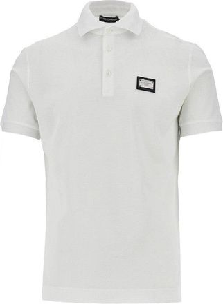 Dolce & Gabbana Piquet polo shirt with logo plate Man 46