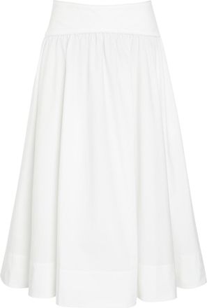 Zimmermann Gathered Cotton-poplin Midi Skirt - Ivory - 00 (UK 6 / XS)