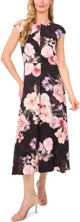 Ted Baker Gabriela Floral Dress in Black/Coral Pink at Nordstrom, Size 12