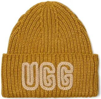 UGG Chunky Crafted Rib Bean Findings Ochre Green, Acrylic/Nylon/Wool