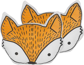 Beliani Beliani - Conjunto De 2 Cojines Infantiles De Algod&oacute;n Naranja 50 X 40 Cm Forma De Zorro Decorativo Habitaci&oacute;n De Ni&ntilde;os Estampado Animal Vadodara