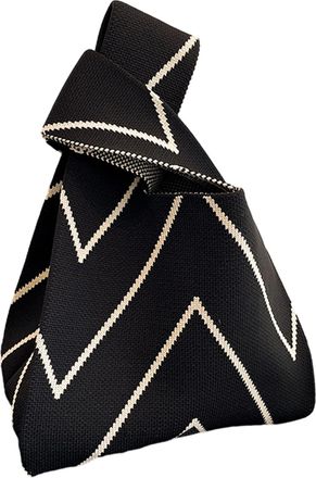 Generic Large Capacity Small Bag - Portable Outdoor Striped Knitted Tote for Women - Temperament Shoulder Bag for Casual Occasions, Black