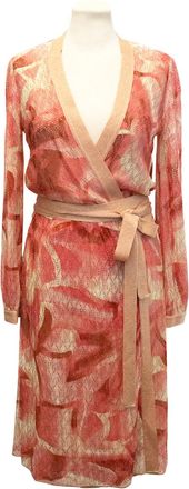 Missoni Peach and Gold Lame Knee Length Wrap Dress