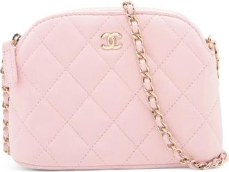 Chanel 2021-2025 CC Dome Clutch with Chain gewatteerde lamsleren crossbodytas - Roze