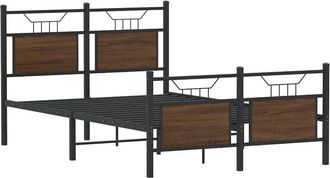 vidaXL Estructura De Cama Sin Colch&oacute;n Madera Marr&oacute;n Roble 120x200 Cm Vidaxl