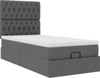 vidaXL Cama Otomana Con Colch&oacute;n Gris Oscuro 90x200 Cm Tela Vidaxl
