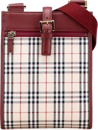 Burberry Pre-owned Womens Crossbody Bag Plaid Design - Brown Textile - One Size