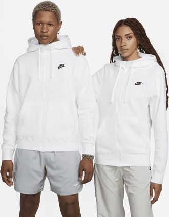 Nike Mens Nike Sportswear Club Fleece Full-Zip Hoodie in White | BV2645-100