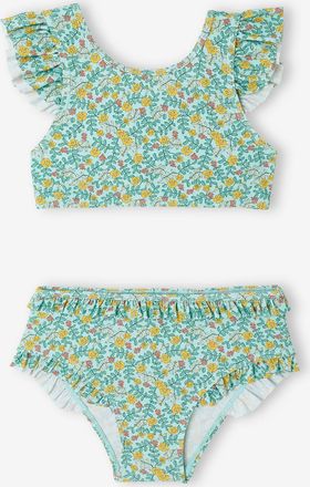 Vertbaudet Mädchen Bikini mit Blumenmuster OEKO-TEX himmelblau