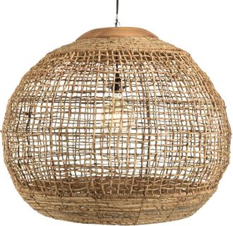 Macabane L&aacute;mpara colgante Ball 83x83cm en abac&aacute; y teca de color natural