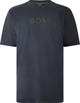 HUGO BOSS Heren-T-shirt met korte mouwen en logo (Donkerblauw)