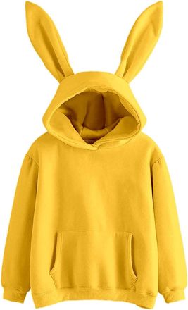 Generic Long Sleeve Rabbit Ears Hoodies with Hood Bunny Ear Hooded Design with Ear Decoration Rabbit Ear Lightweight Hoodies for Summer Animal Cute Bunny Ears