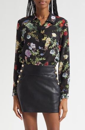 Alice & Olivia Floral Silk Button-Up Shirt in Venus Floral at Nordstrom Rack, Size X-Small