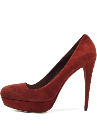 Miu Miu Su&egrave;de pumps met plateauzool - Rood
