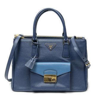 Prada Pre-owned Womens Large Galleria Front Pocket Tote Shoulder bag - Blue/Navy - One Size