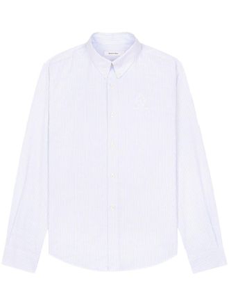 Sporty & Rich crown-logo striped Oxford shirt - unisex - Cotton - M - Blue