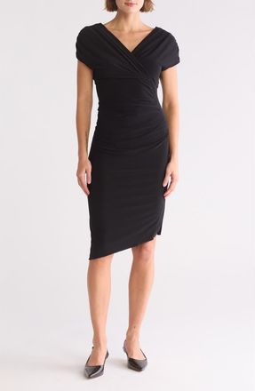 Vince Camuto Cap Sleeve Asymmetric Hem Body-Con Dress in Black at Nordstrom Rack, Size 10