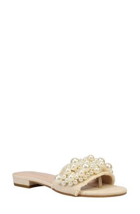Pelle Moda Bayer Imitation Pearl Slide Sandal in Natural at Nordstrom, Size 11